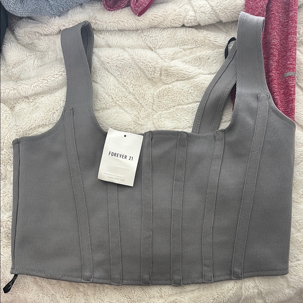 Forever 21 Gray Ribbed Crop Top